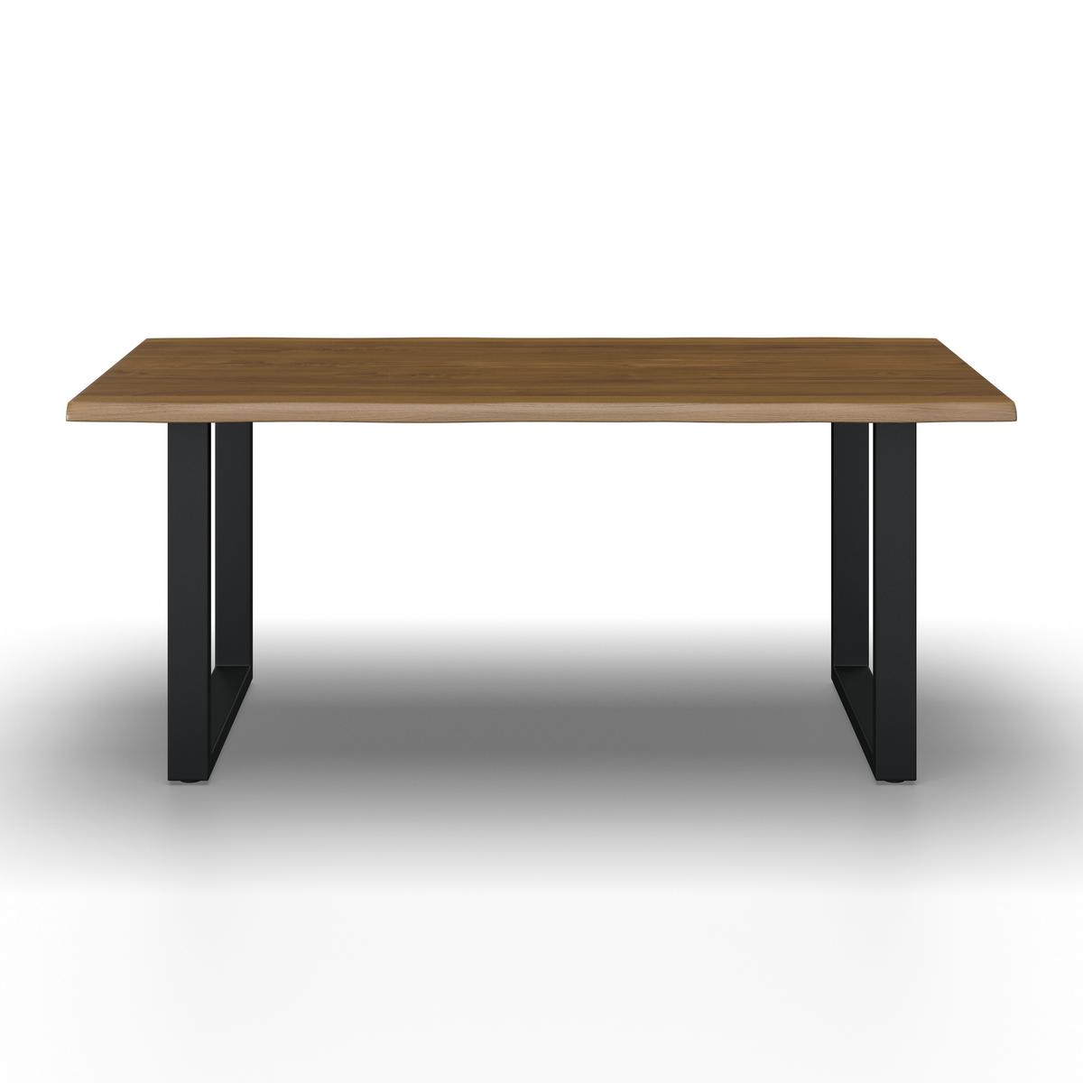 Jedálenský stôl masív dub LEN 180x90cm - čierna/farba duba, Modern, kov/drevo (180/90/76cm) - Bessagi Home