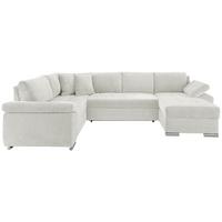 Wohnlandschaft Terana Creme mit Schlaffunktion, Mikrofaser - Chromfarben/Creme, KONVENTIONELL, Textil (219/305/157cm) - Livetastic