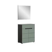 Garderobe Canu 2-Teilig Grau/Grün B: 80 cm - Graugrün/Grau, Design, Holzwerkstoff (80/190/37cm) - Livetastic