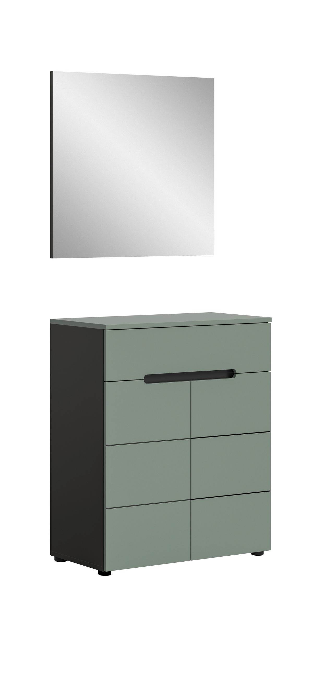 Garderobe Canu 2-Teilig Grau/Grün B: 80 cm - Graugrün/Grau, Design, Holzwerkstoff (80/190/37cm) - Livetastic