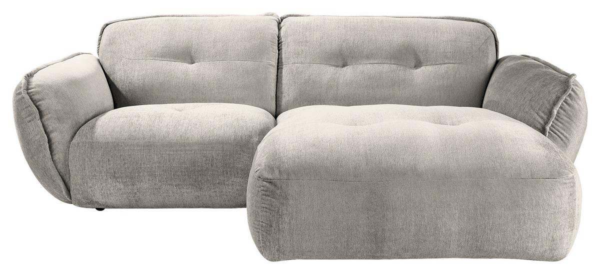 Ecksofa Fluffy Silberfarben S: 269x184 Cm - Silberfarben/Schwarz, MODERN, Textil (269/184cm) - Trendmanufaktur