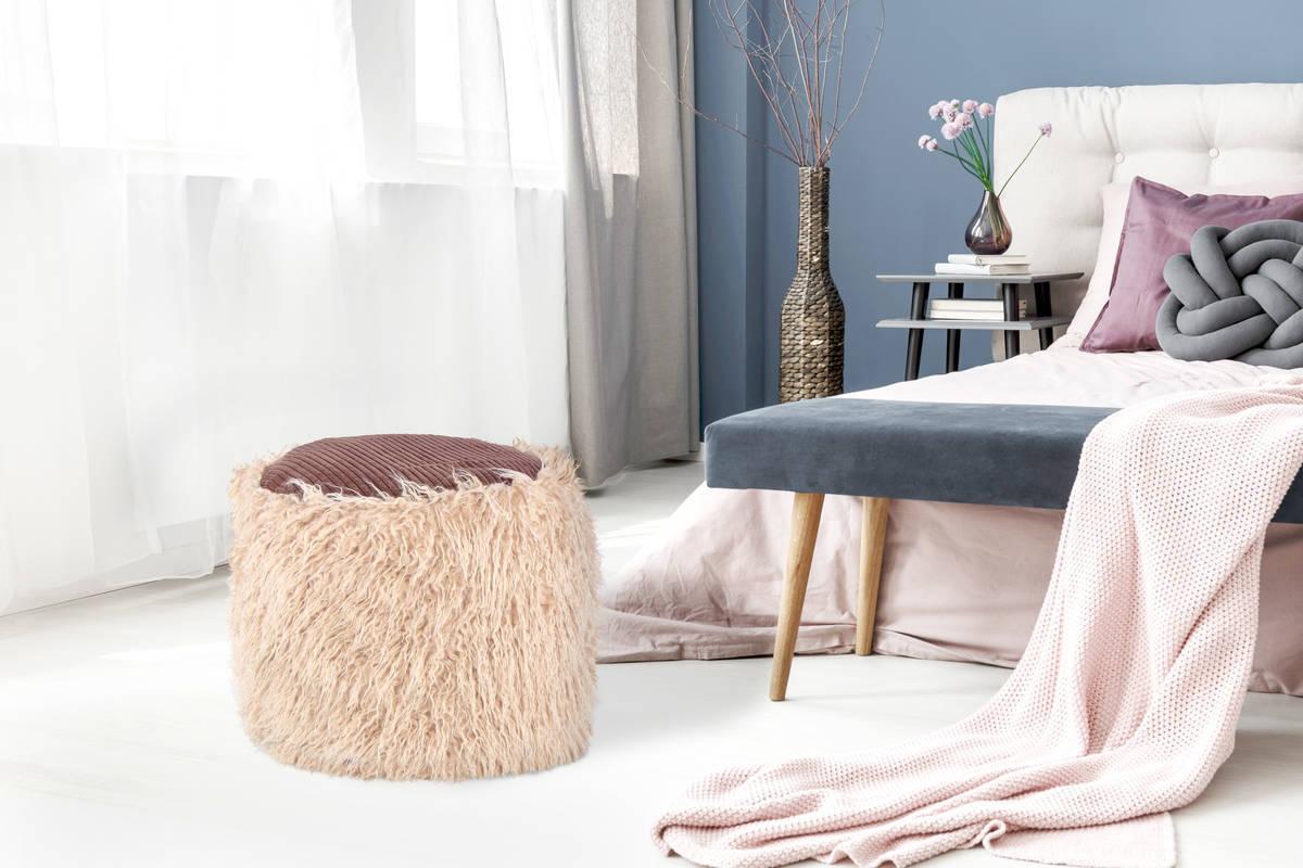 Pouf Beige Dxh: 45x38 Cm - Beige, Basics, Kunststoff (45/38/45cm) - Kayoom