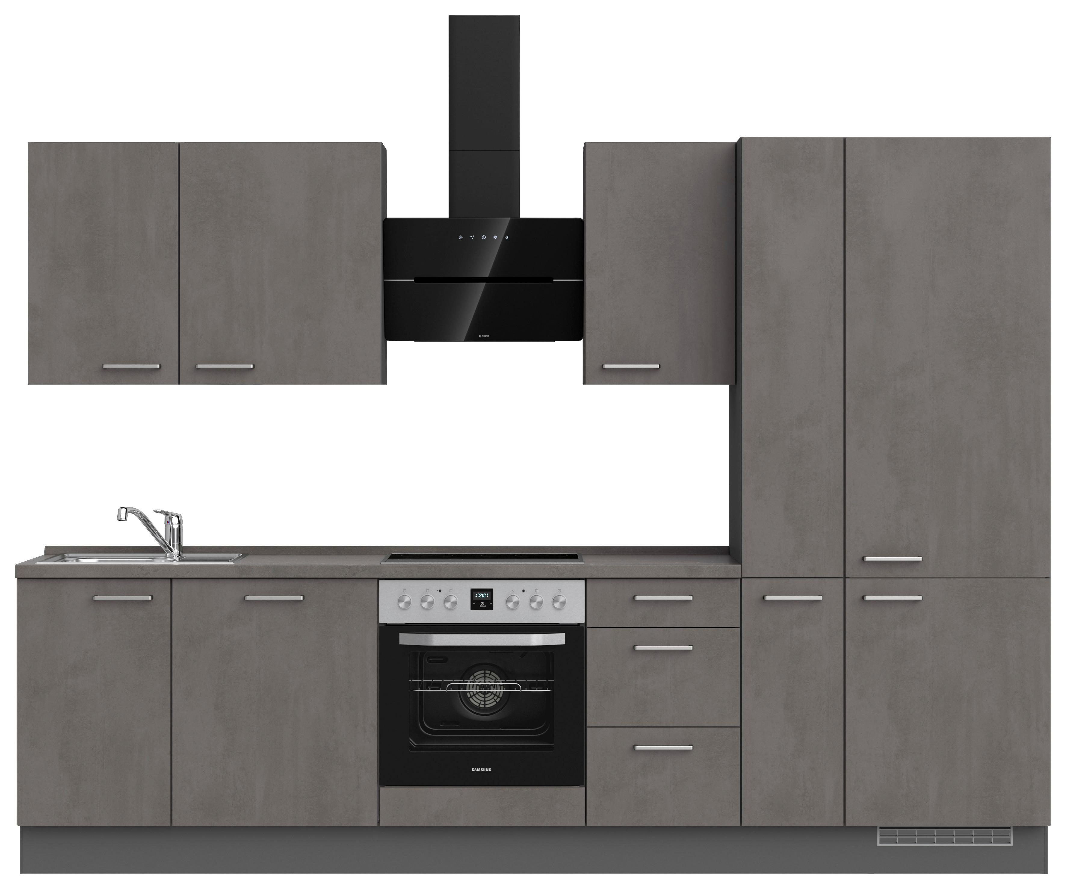 Kuchynská linka 300 cm, bridl.šedý betón/bridl.šedá - farba ušľachtilej ocele/bridlicová, Modern, kov/kompozitné drevo (300cm) - Nobilia