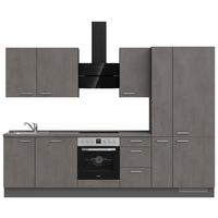 Kuchynská linka 300 cm, bridl.šedý betón/bridl.šedá - farba ušľachtilej ocele/bridlicová, Modern, kov/kompozitné drevo (300cm) - Nobilia