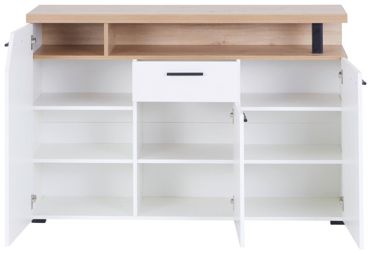Komód Nico 136/92 Cm - Artisan tölgy/fehér, Modern, faalapú anyag (136,4/91,6/40cm)