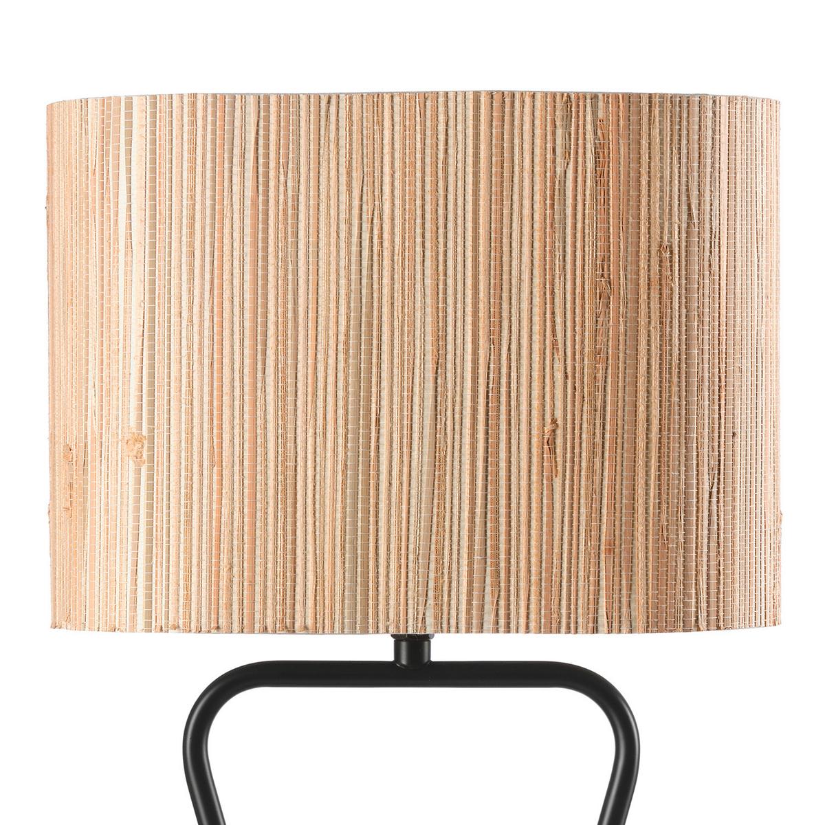Tischleuchte Madu Schwarz Beige L: 25 cm - Beige/Schwarz, Natur, Kunststoff/Textil (25/17/46cm)