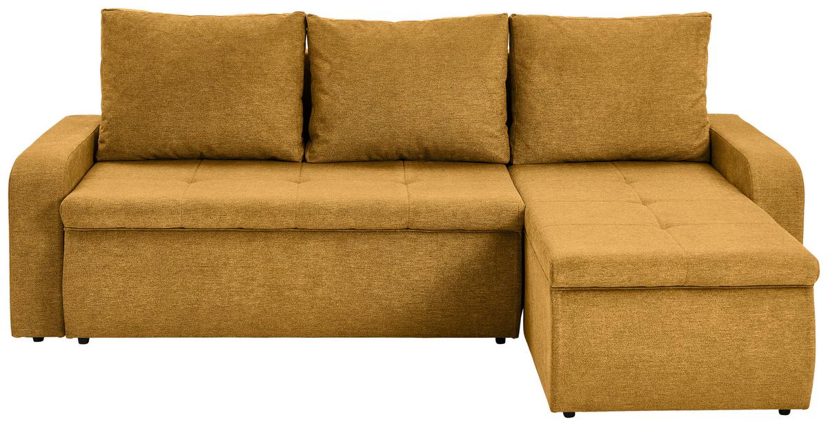 Ecksofa Larisa Gelb S: 235x158 cm - Gelb/Schwarz, KONVENTIONELL, Textil (235/158cm) - P & B