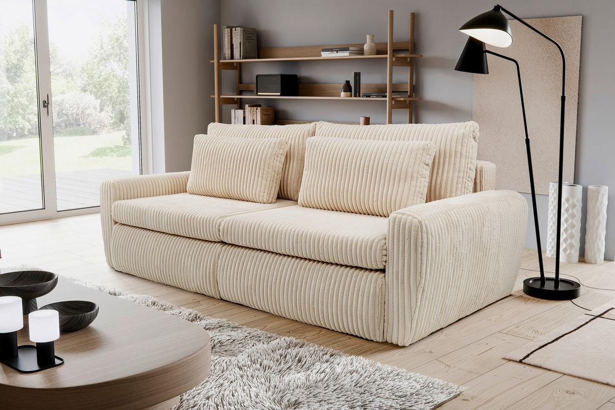 Schlafsofa Mevi Creme B: 240 Cm - Creme, MODERN (240/72-90/120cm) - Premium Living