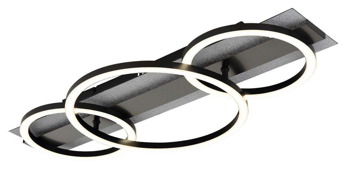 LED-Deckenleuchte 4000k, 40w - Silberfarben/Schwarzchrom, Design, Kunststoff/Metall (62,2/30/8,8cm) - Globo