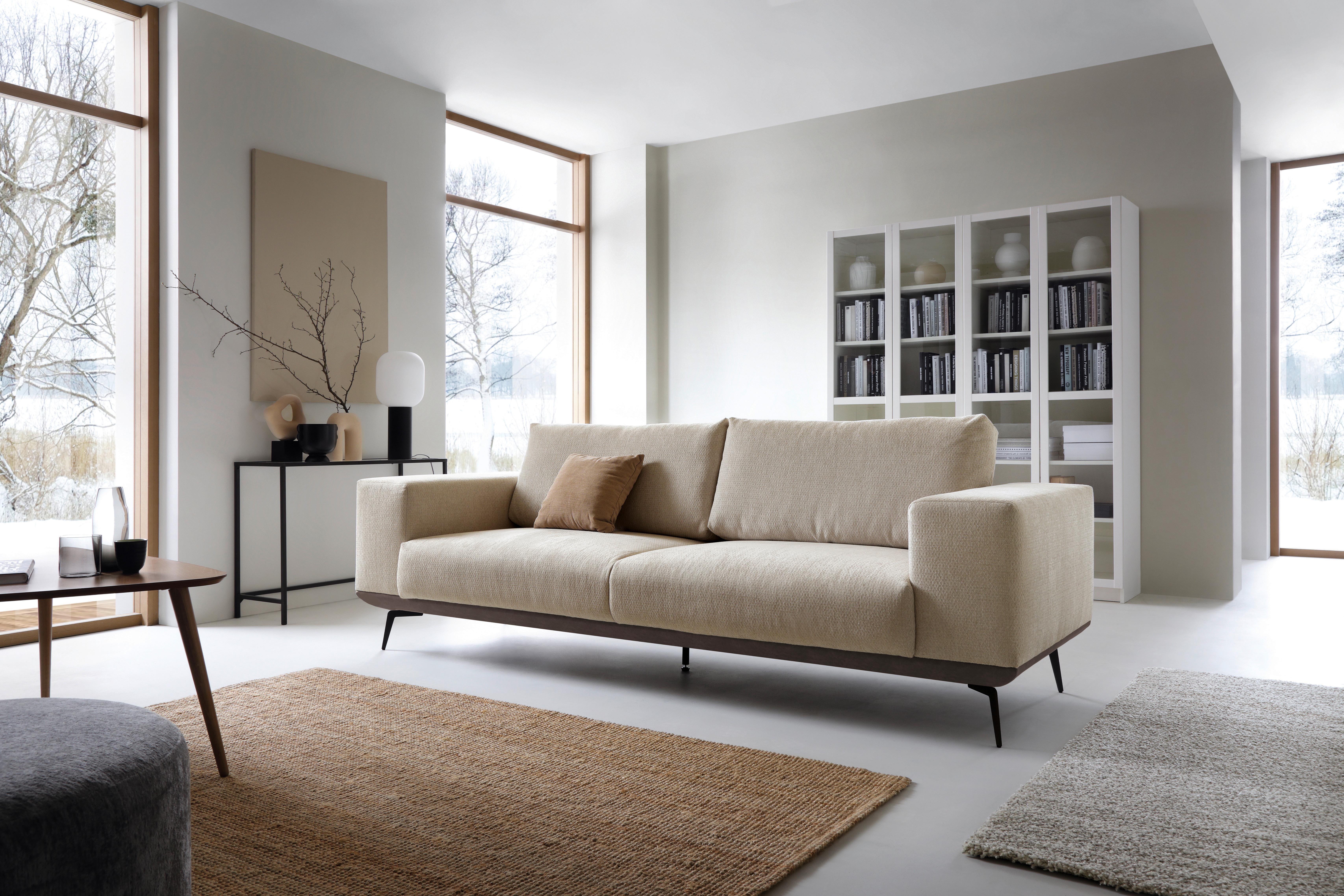 2-Sitzer-Sofa Albero Creme - Creme/Schwarz, Design, Holz/Textil (260/87/95cm) - MID.YOU