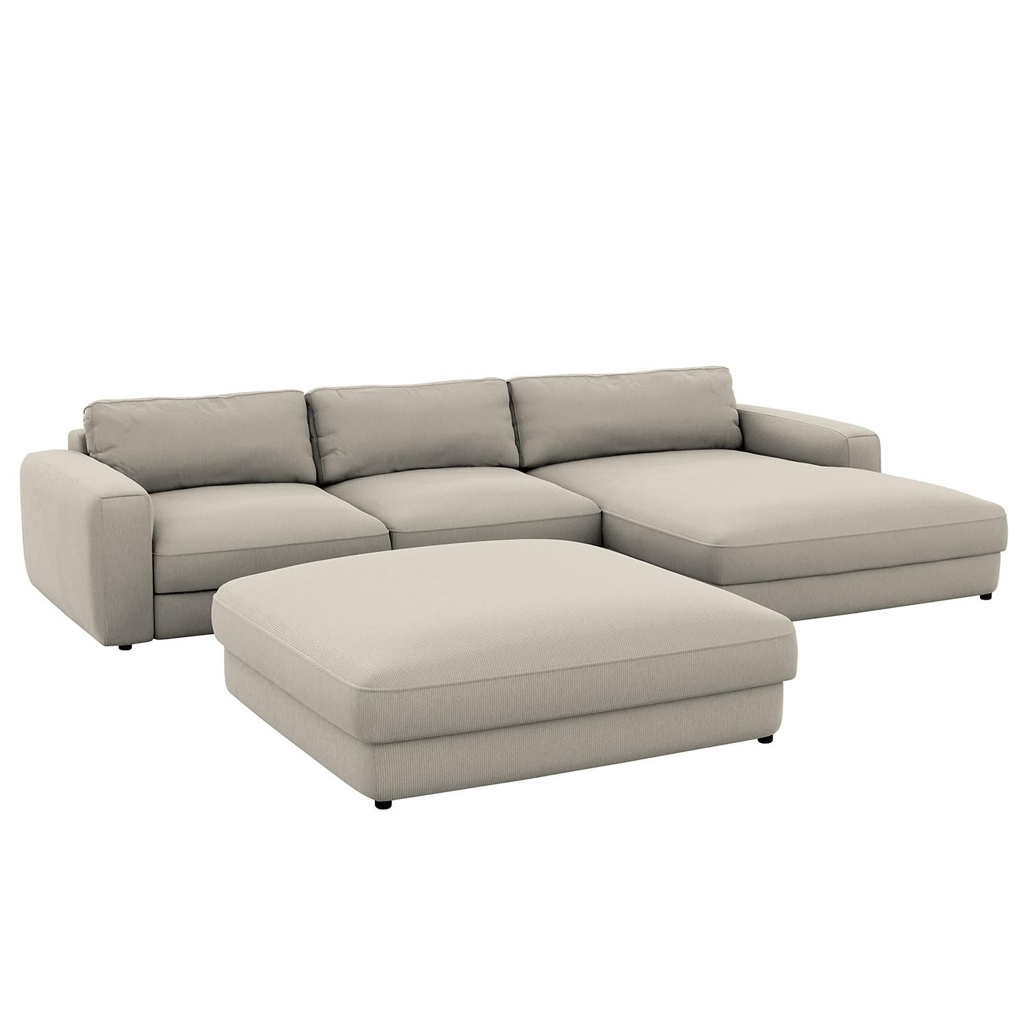 Hocker Bourbon, Grau B: 133 Cm - Schwarz/Grau, MODERN, Textil (133/43/133cm) - Trendmanufaktur