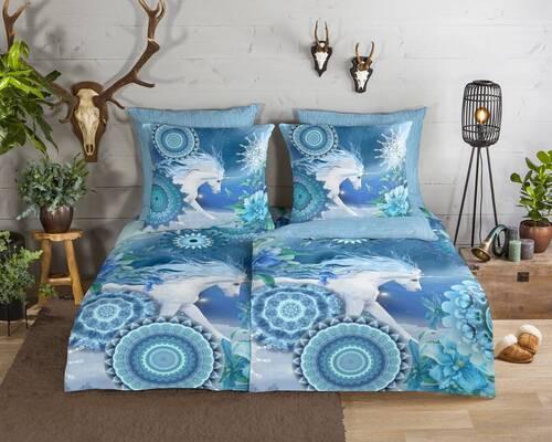 Wendebettwäsche Lumi Blau 155x220 cm - Blau, Design, Textil (155/220cm)