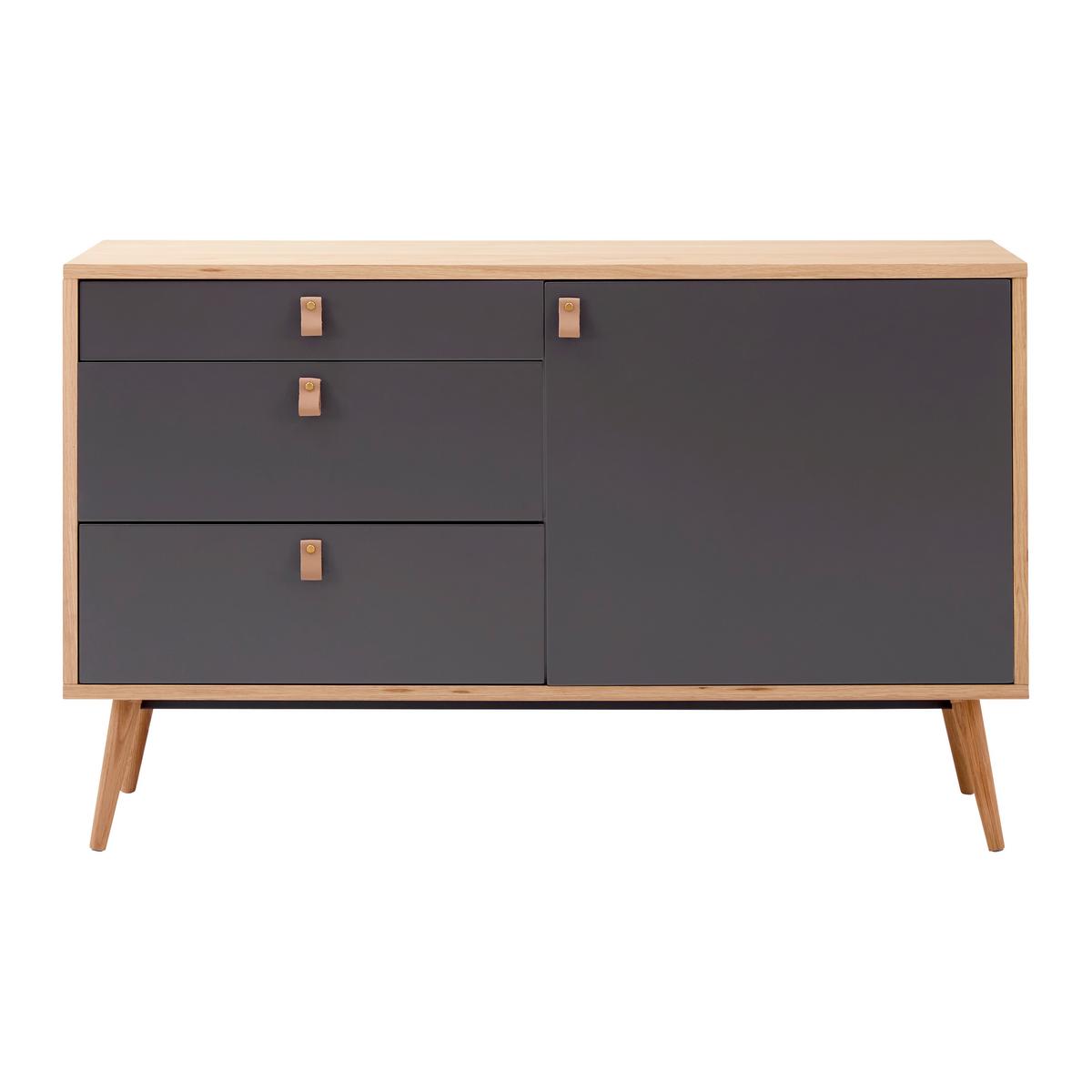 Široká komoda LENA přírodní barvy/šedá - šedá/přírodní barvy, Moderní, dřevo/kompozitní dřevo (120/75/40cm) - Bessagi Home