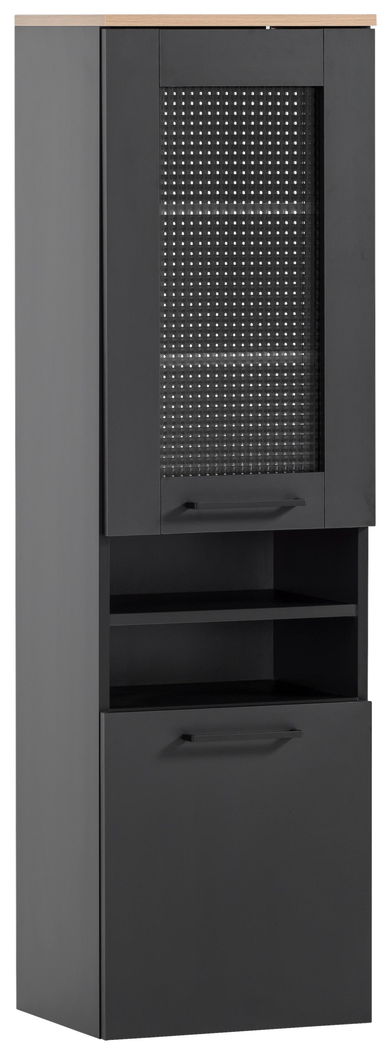 Midischrank Malte H 400 - Schwarz/Eiche Artisan, MODERN, Glas/Holzwerkstoff (40,/138,3/32cm) - MID.YOU