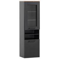 Midischrank Malte H 400 - Schwarz/Eiche Artisan, MODERN, Glas/Holzwerkstoff (40,/138,3/32cm) - MID.YOU