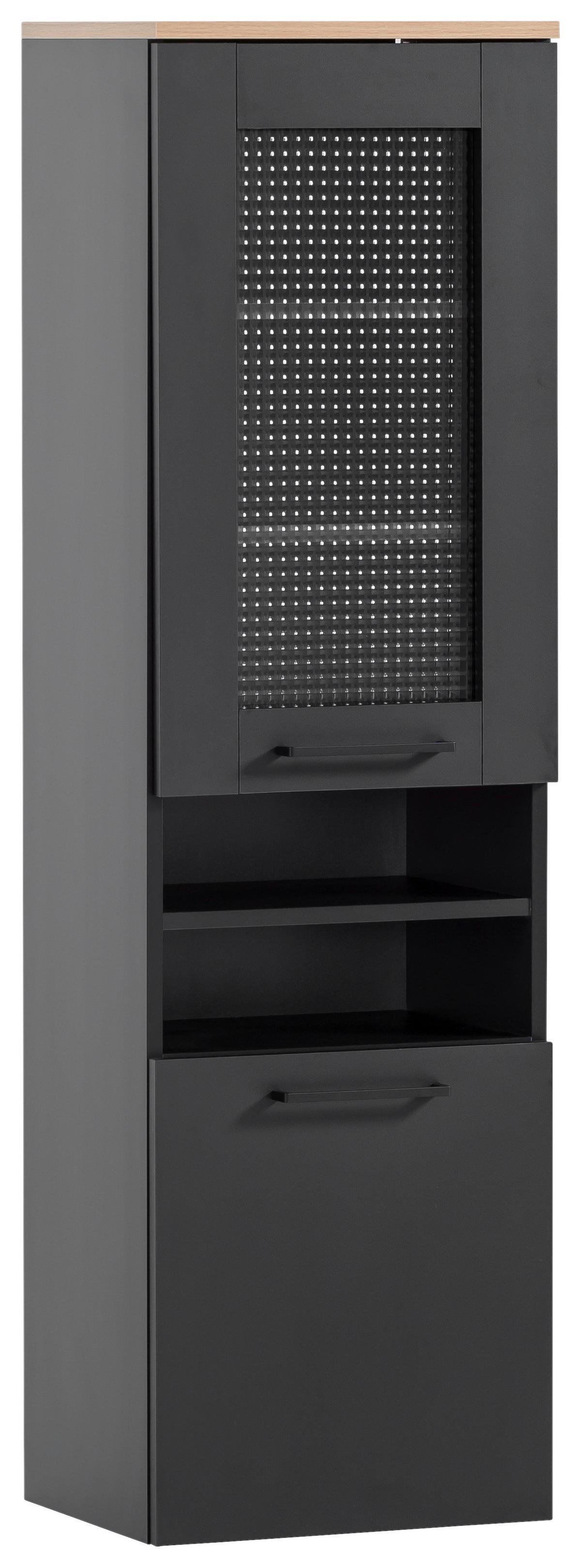 Midischrank Malte H 400 - Schwarz/Eiche Artisan, MODERN, Glas/Holzwerkstoff (40,/138,3/32cm) - MID.YOU