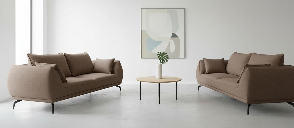 2-Sitzer-Sofa Cavo, Braun B: 208 cm - Schwarz/Braun, MODERN, Textil (208/86/118cm) - MID.YOU