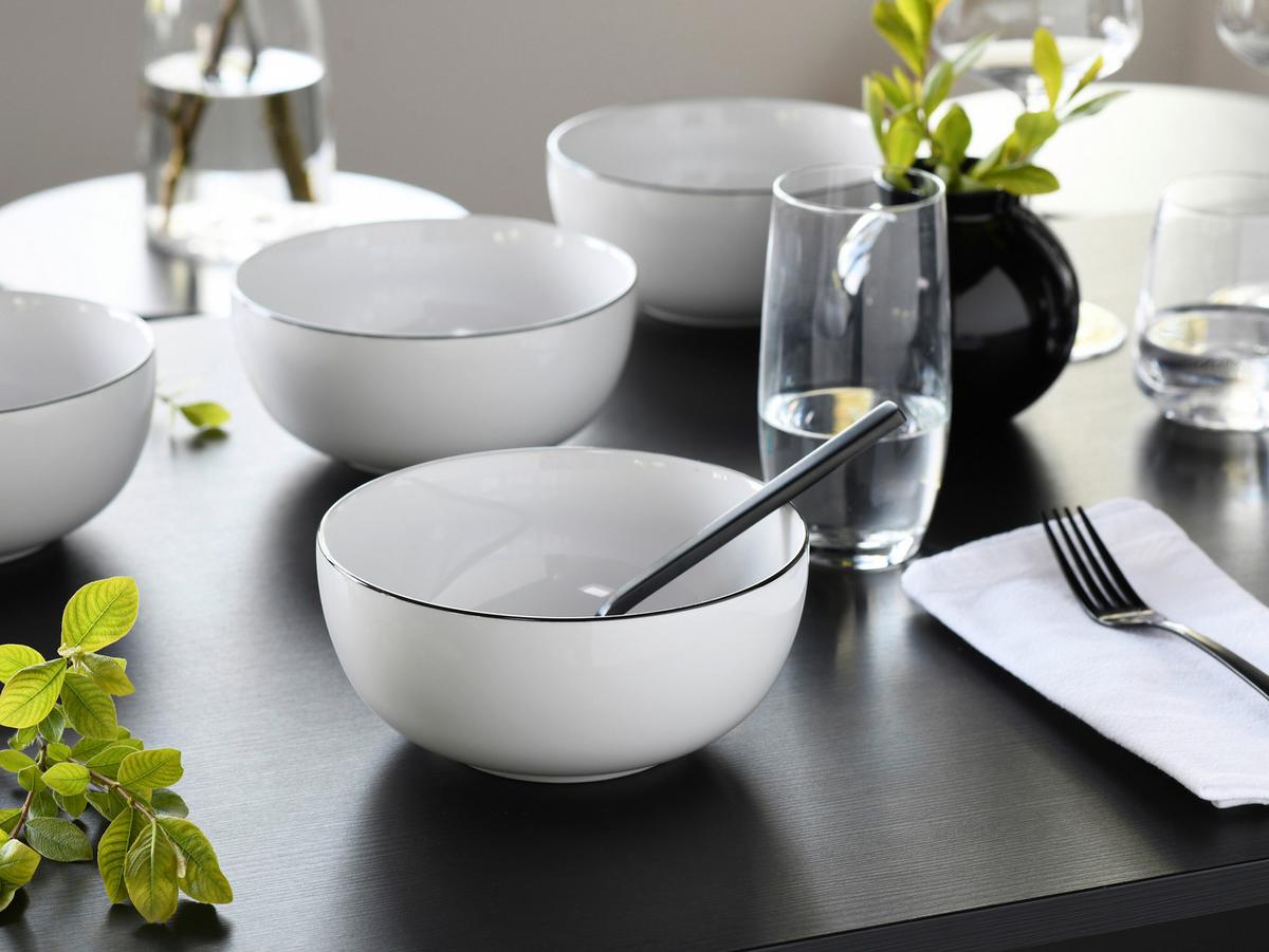 Schüsselset Porzellan Schwarz Weiß - Schwarz/Weiß, Design, Keramik - Creatable