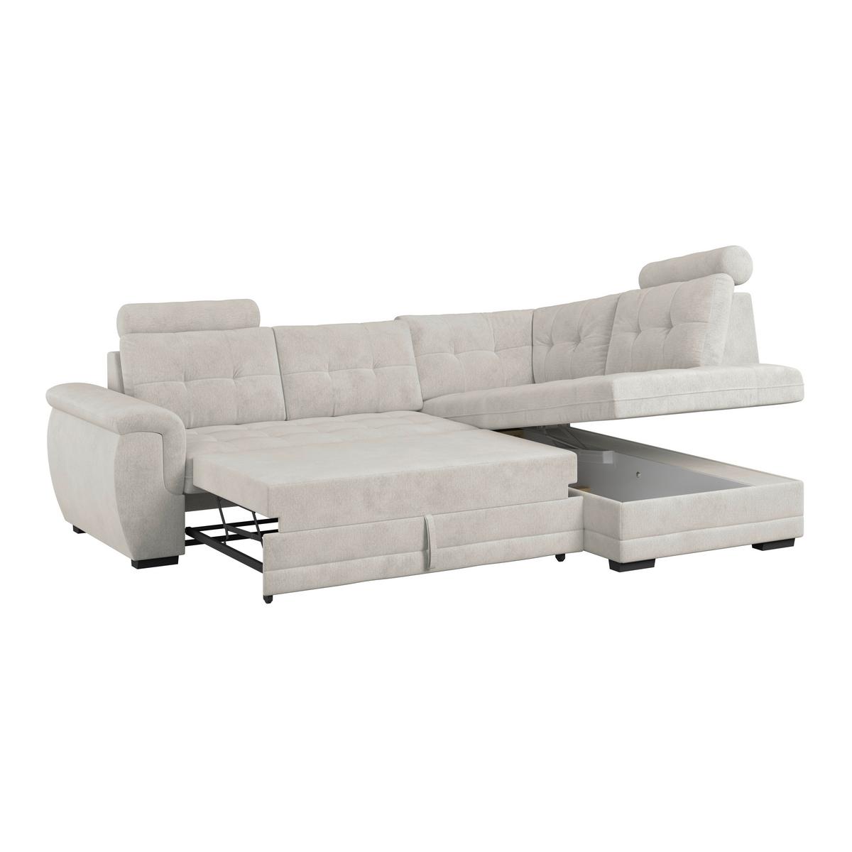 Ecksofa mit Schlaffunktion Falco new Beige 251x183 cm - Beige/Schwarz, KONVENTIONELL, Textil (251/183cm) - Ondega