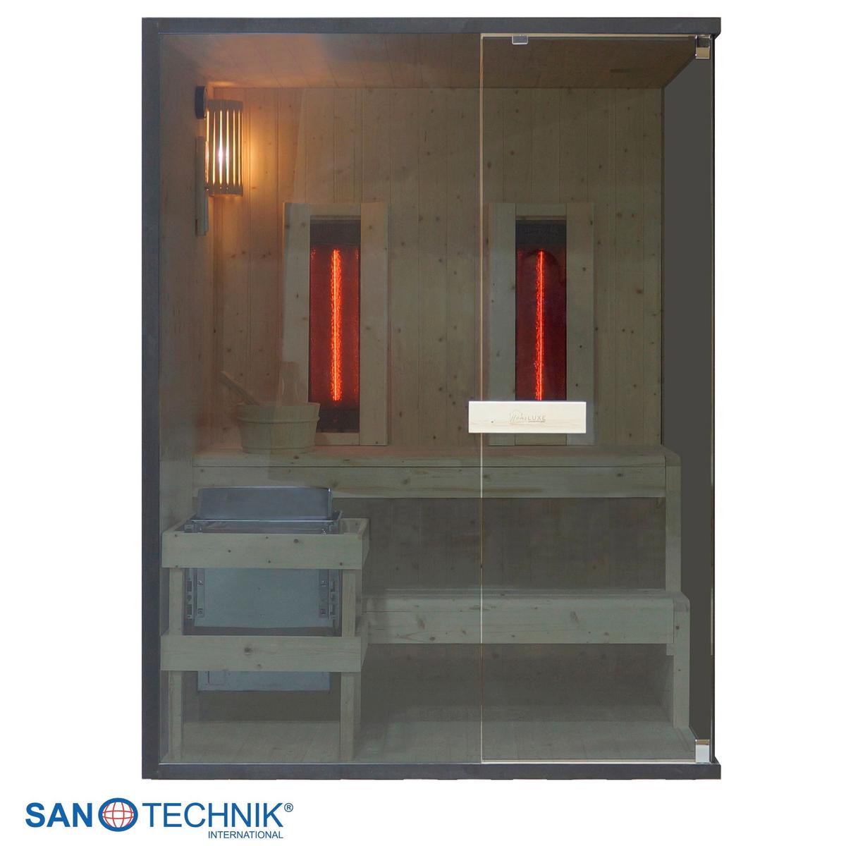 Sauna+Infrarotkabine GLACIER L geeignet für 2-3 Personen - Fichtefarben, Basics, Glas/Holz (150/120/200cm) - Sanotechnik