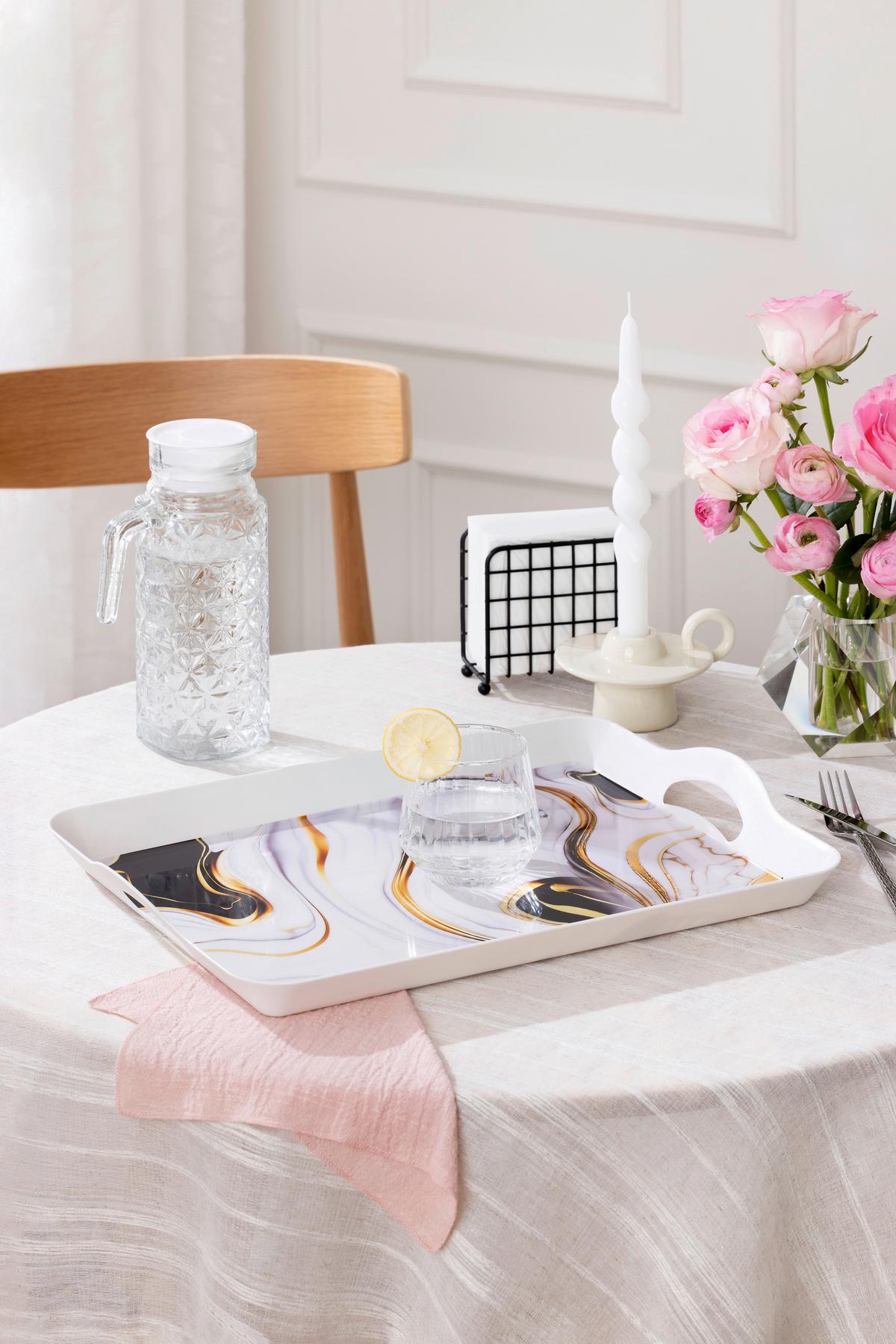 Serviertablett Benita - Multicolor/Weiß, Basics, Kunststoff (45/32/5cm) - Luca Bessoni