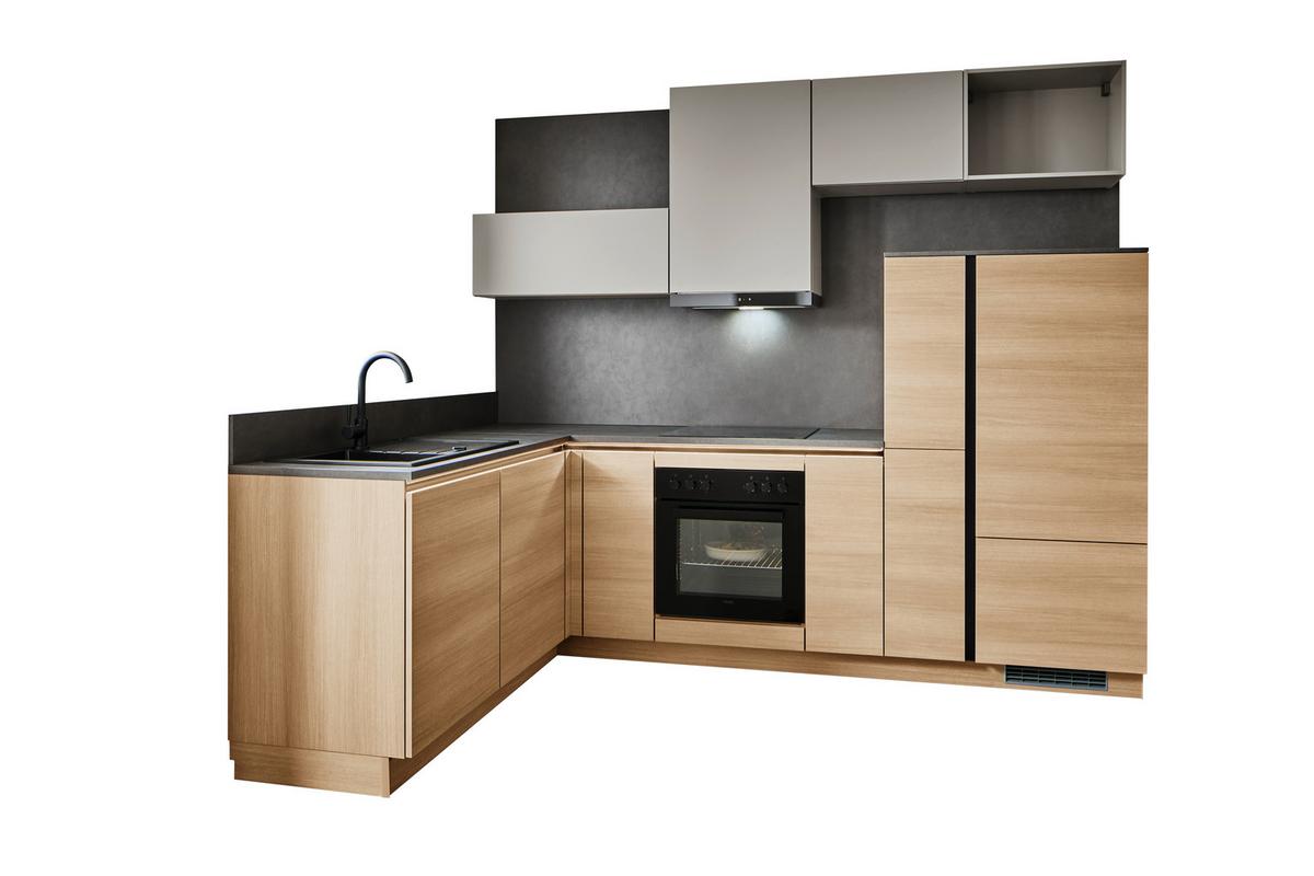Eckküche Ip2200/ip3150 - Eichefarben/Hellgrau, Design, Holzwerkstoff (185/278cm) - Impuls
