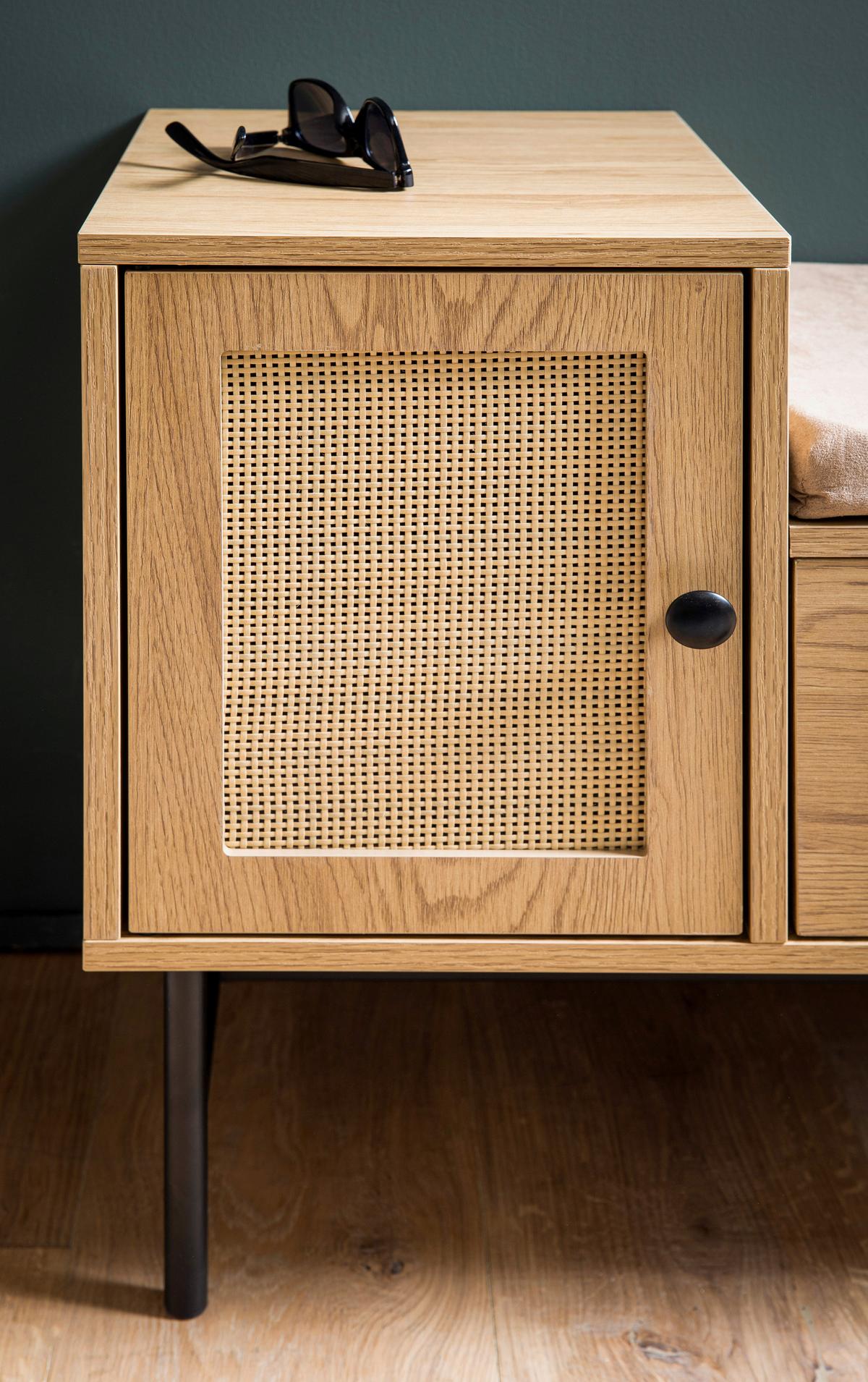 Schuhbank Eichefarben Dekor B: 100 Cm - Eichefarben/Beige, Design, Holzwerkstoff/Textil (100/60/38cm) - MID.YOU