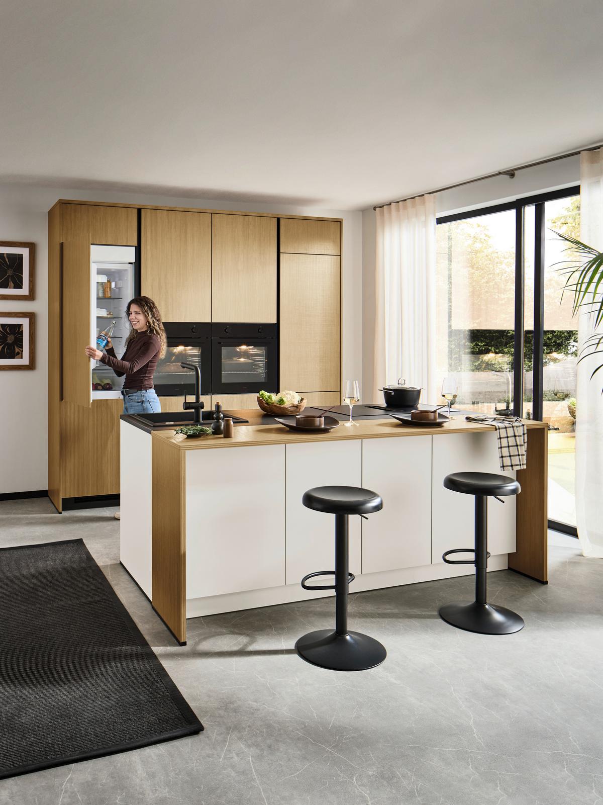 Einbauküche Stripe/Clean - Eichefarben/Anthrazit, MODERN, Holzwerkstoff (249,2cm) - Express-Kuechen