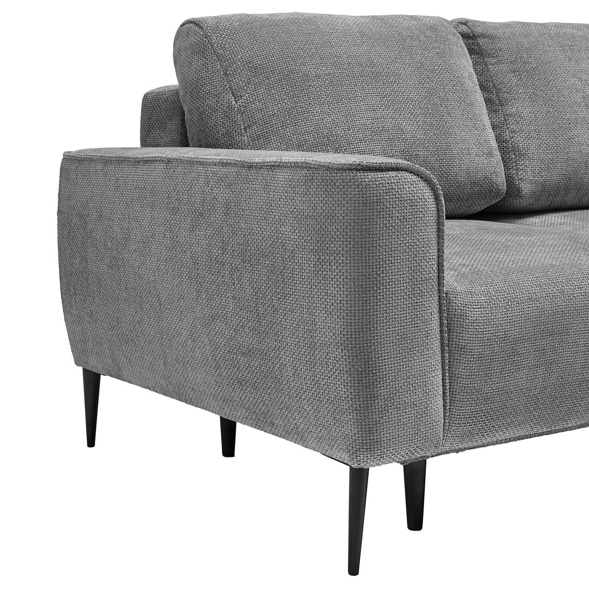 Rohová sedačka CUSTOM, pravá, šedá žinylka - šedá/černá, Moderní, kov/textil (255/164cm) - Mömax