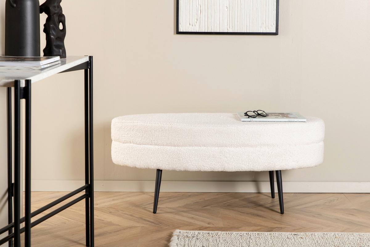 Hockerbank Otto - Schwarz/Weiß, Design, Textil/Metall (100/41/40cm) - Livetastic