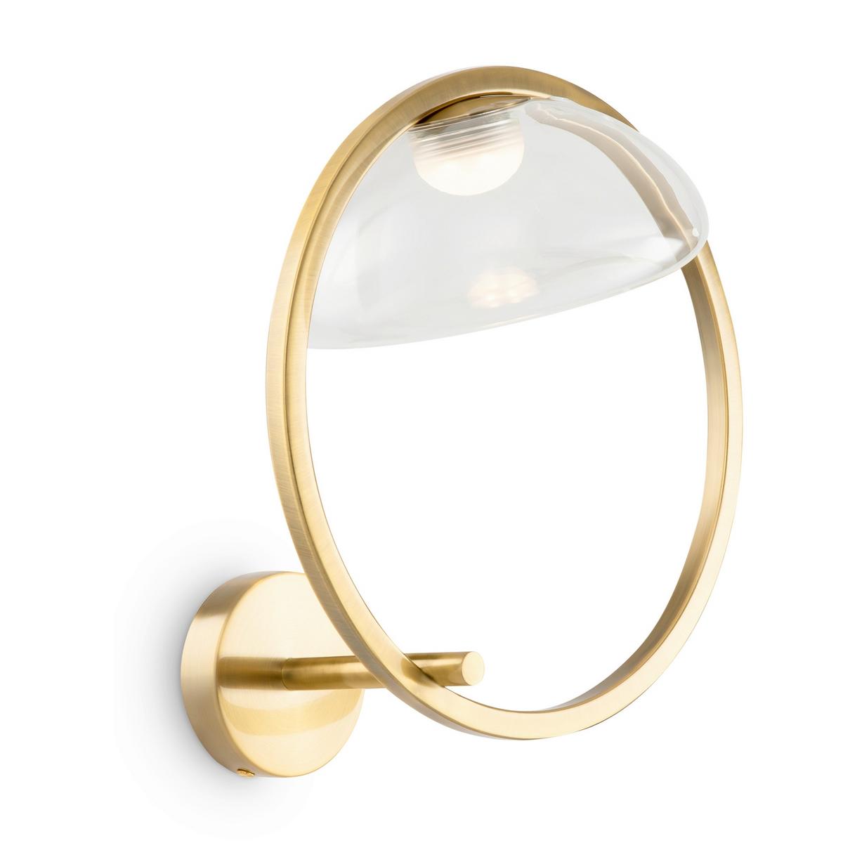 Wandleuchte Lunare - Transparent/Messingfarben, Trend, Glas/Metall (35/32/22cm) - MAYTONI