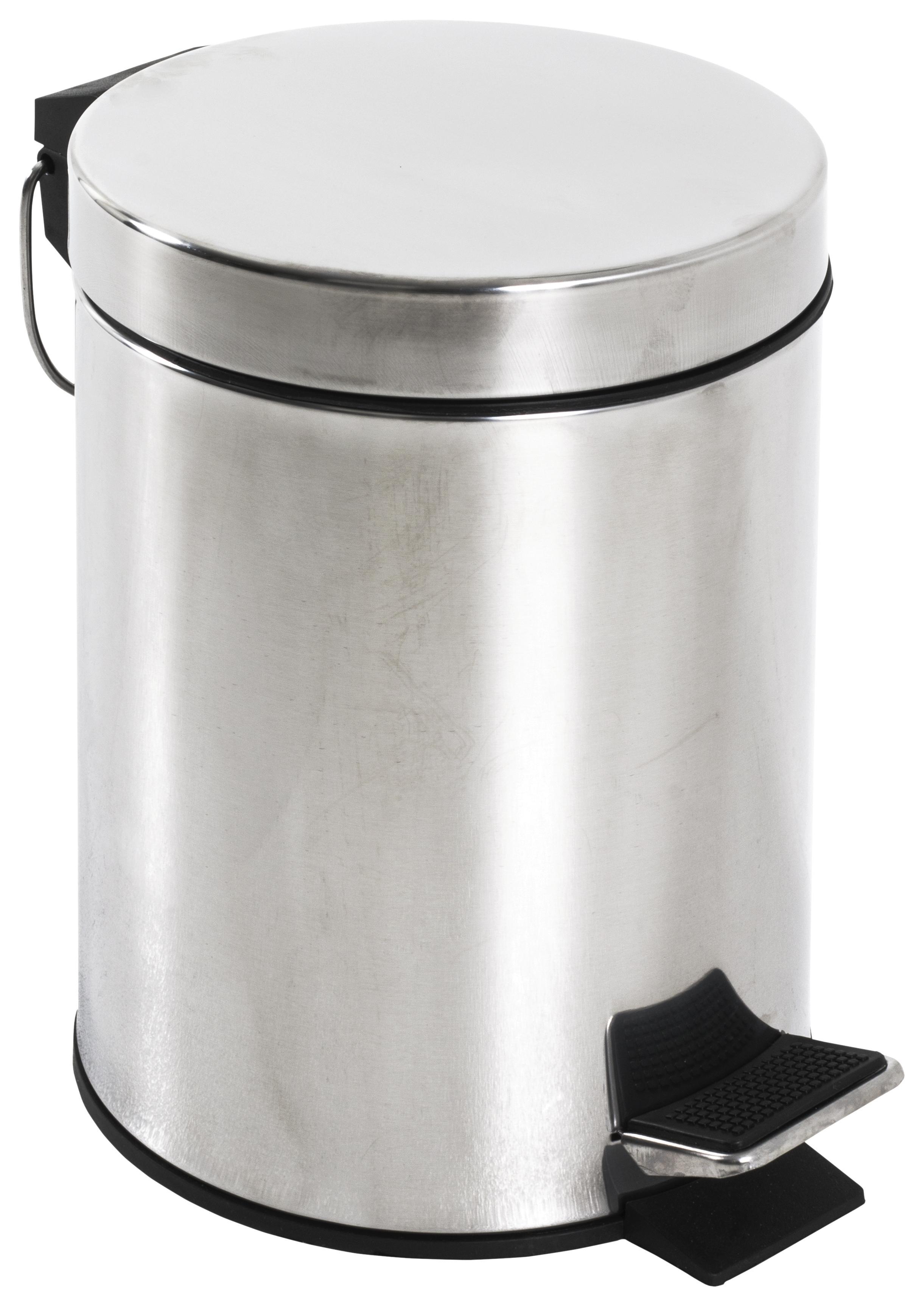 Kosmetikeimer Kosmo Glänzend - Edelstahlfarben/Schwarz, KONVENTIONELL, Kunststoff/Metall (17/24cm)