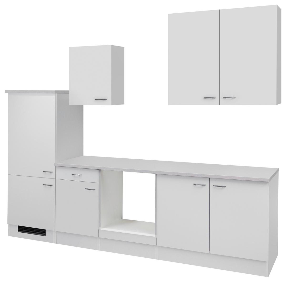 Küchenzeile Wito Ohne Geräte 270 Cm Weiß - Hellgrau/Weiß, KONVENTIONELL, Holzwerkstoff (270cm) - FlexWell
