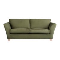 Trojmiestna pohovka DEVADO, zelený menčester - zelená/prírodná farba, drevo/textil (216/70-85/95cm) - Mömax