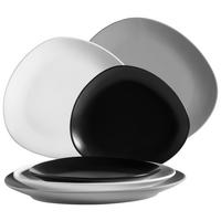 Speiseteller Keramik Glendale Grau/Schwarz/Weiß 6tlg Rund - Schwarz/Weiß, Basics, Keramik - Mäser