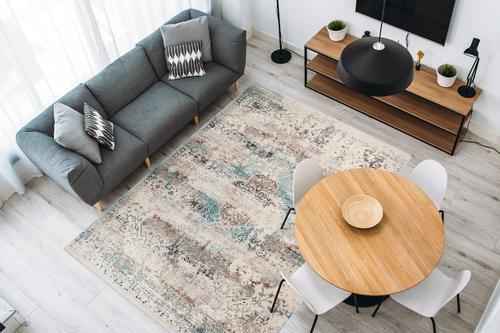 Webteppich Türkis/Taupe Anouk 80x150 cm - Türkis/Taupe, Design, Textil (80/150cm) - Kayoom