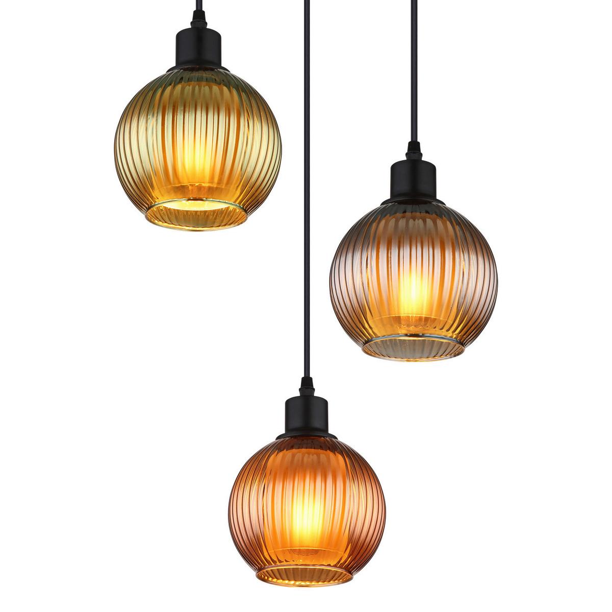 Hängeleuchte 15638-3 Zumba - Multicolor/Schwarz, Trend, Glas/Metall (36/120cm) - Globo