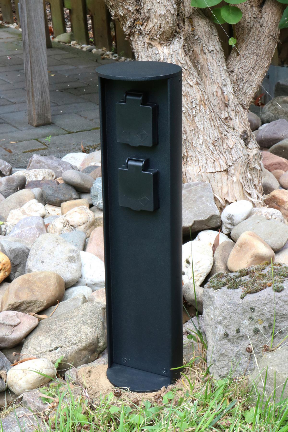 Gartensteckdose Stromverteiler-2 - Anthrazit, Basics, Metall (10/40cm)