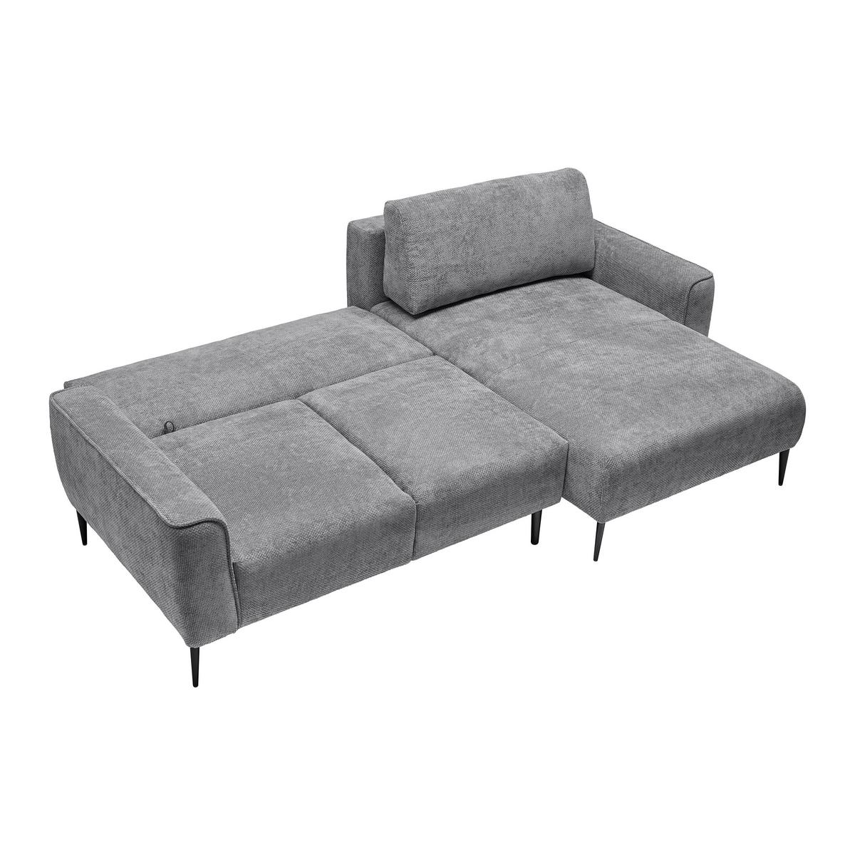 Rohová sedačka CUSTOM, pravá, šedá žinylka - šedá/černá, Moderní, kov/textil (255/164cm) - Mömax