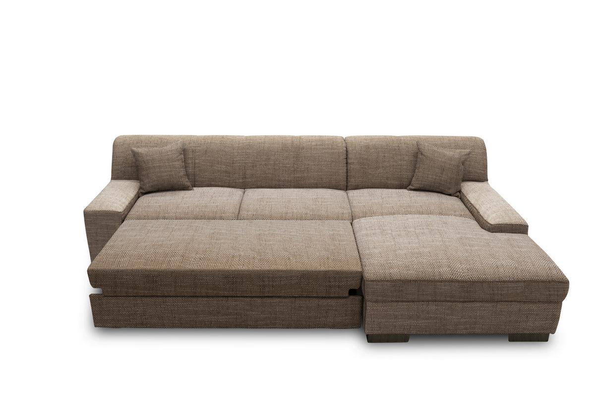 Ecksofa Mit Schlaffunktion Norma Braun/beige Webstoff - Wengefarben/Beige, Design, Textil (268/153cm) - MID.YOU