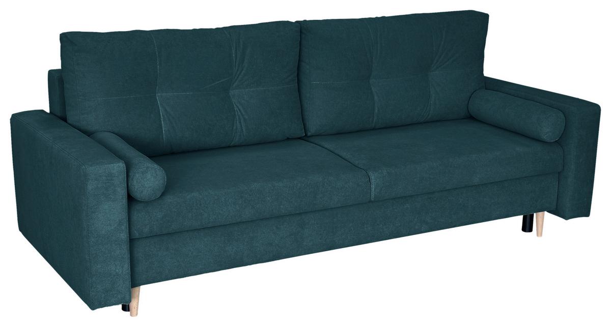 Schlafsofa Mit Bettkasten Torenta Blau B: 220 Cm - Blau/Schwarz, Design, Textil (220/96/98cm) - MID.YOU
