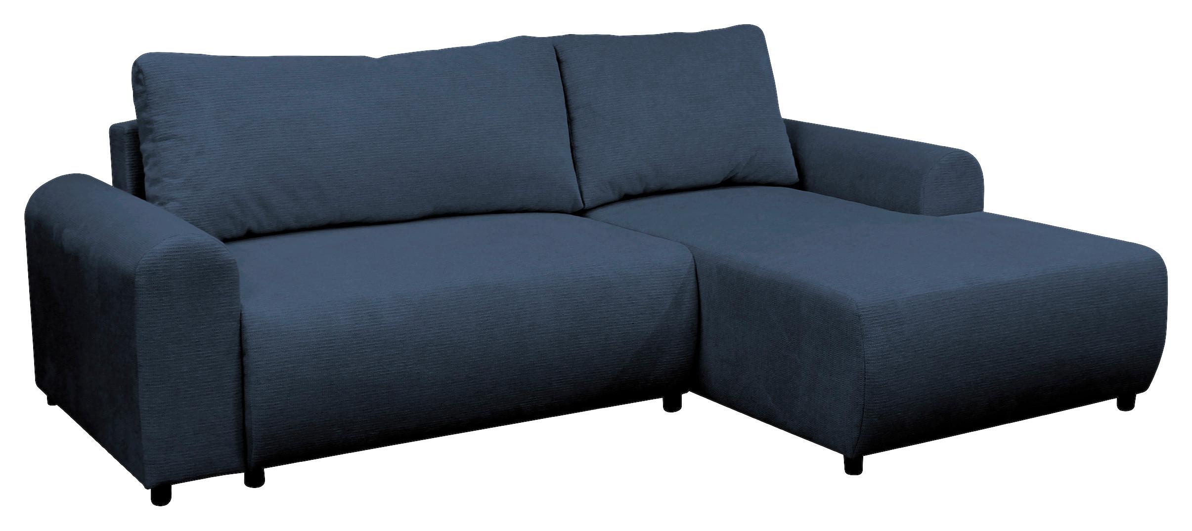 Ecksofa Velo Dunkelblau S: 250x160 cm - Schwarz/Dunkelblau, Design, Textil (250/160cm) - MID.YOU
