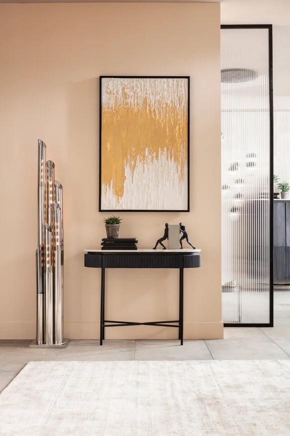 Konsolentisch Glenn  Marmor Naturstein B: 32 cm - Anthrazit/Weiß, Trend, Holz/Holzwerkstoff (100/32/80cm) - Kare-Design