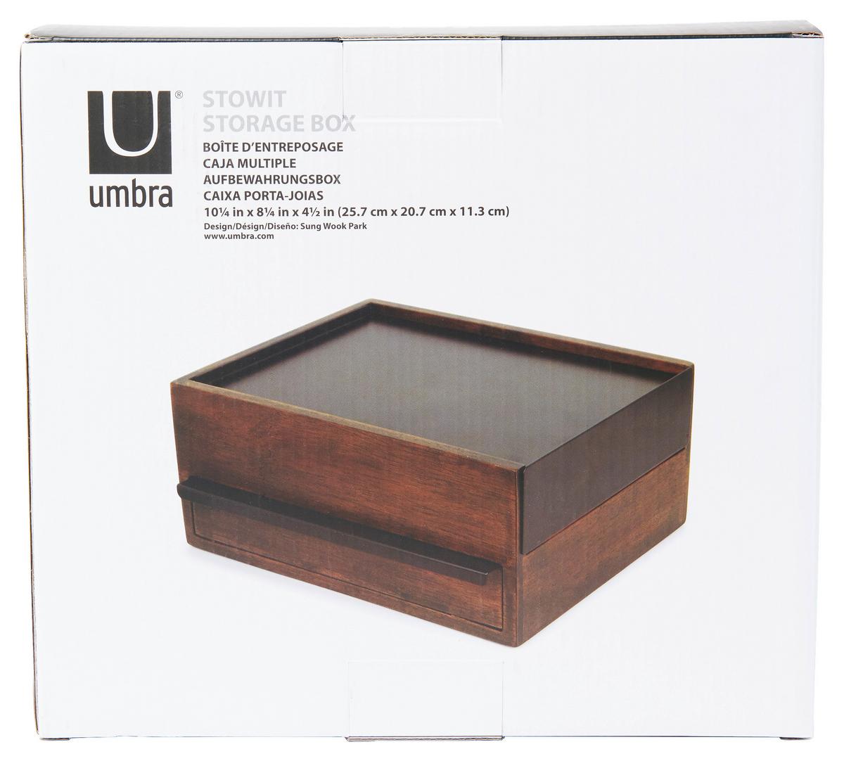 Schmuckbox Schwarz Walnussfraben B:22,1cm - Walnussfarben/Schwarz, Design, Holz/Metall (22,1/11,9/25,9cm) - Umbra