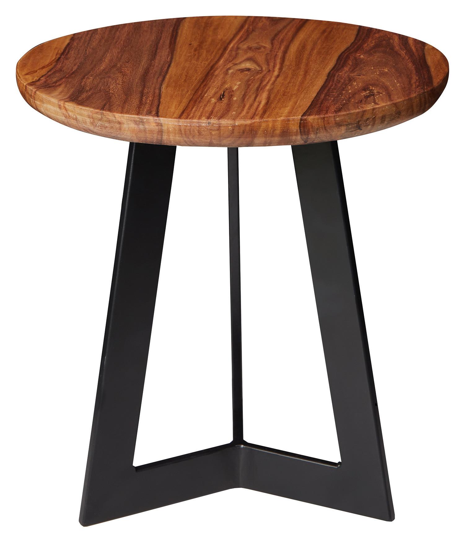 Beistelltisch Mit Holzplatte Sheesham/schwarz - Sheeshamfarben/Schwarz, Design, Holz/Metall (35/35/37cm) - MID.YOU