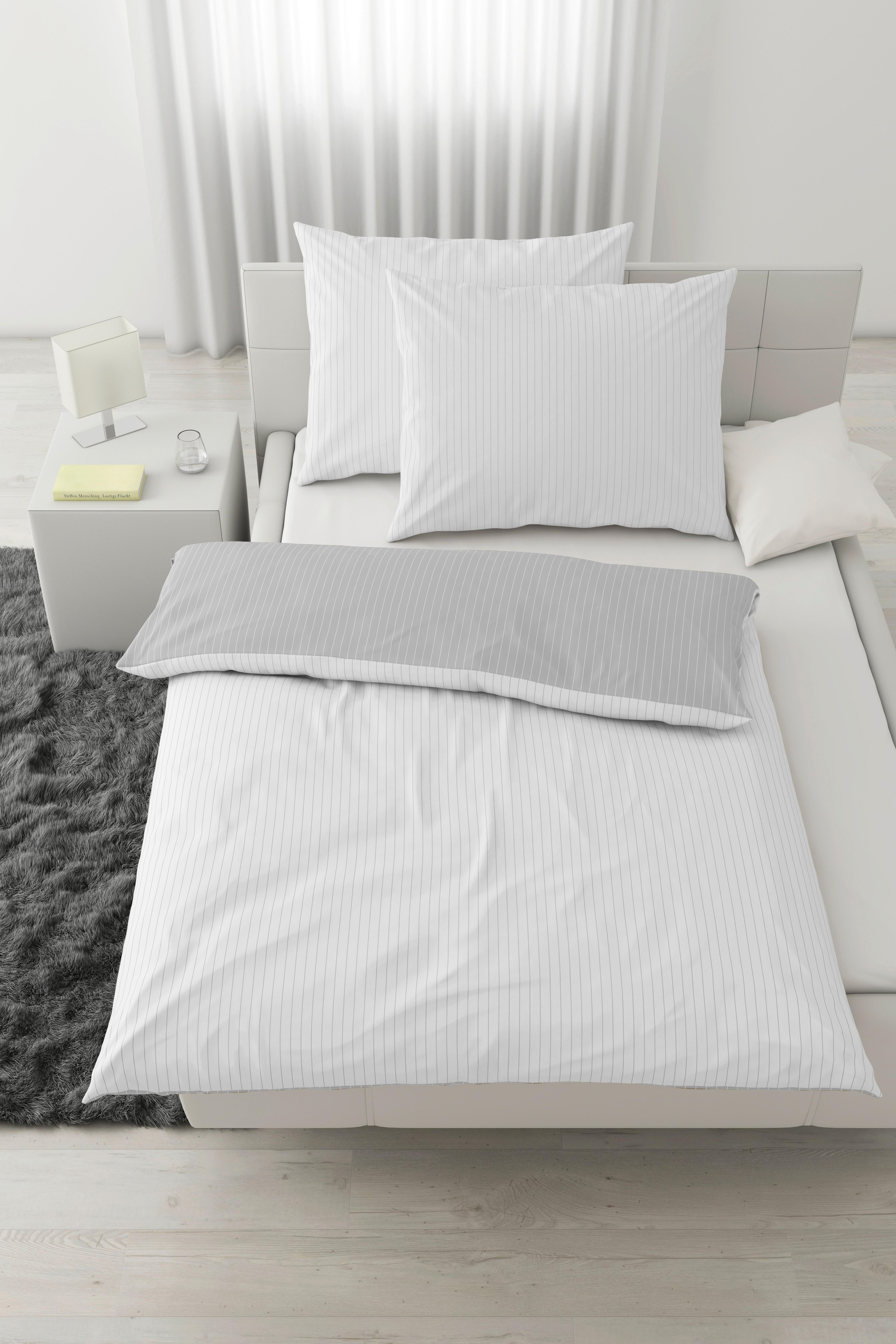 Povlečení Twill XXL, 2x70/90 200/220cm - bílá/světle šedá, Moderní, textil (200/220cm) - Mömax