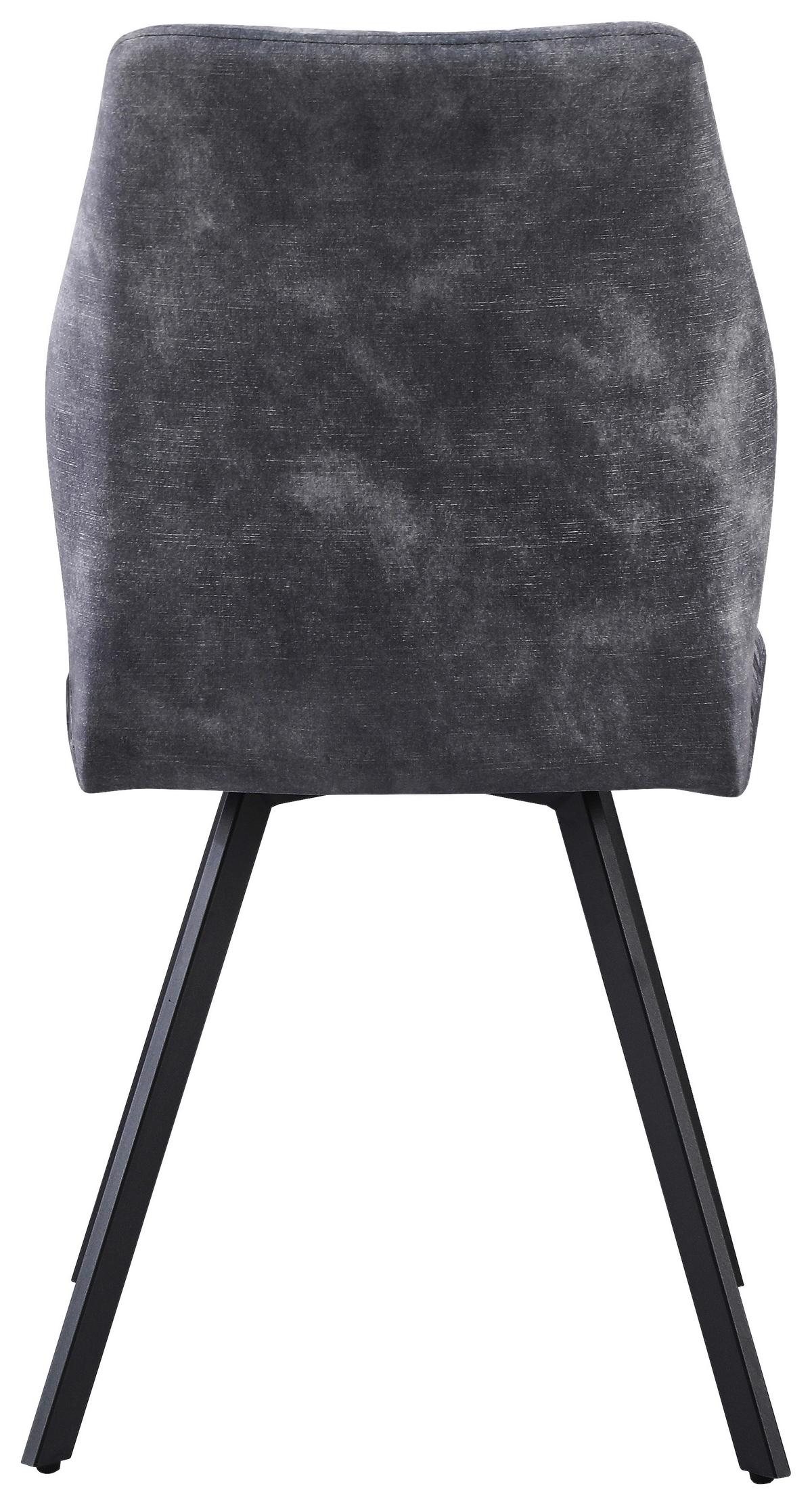 Vierfußstuhl Johanna Bezug Webstoff Grau - Schwarz/Grau, MODERN, Textil/Metall (46/90/60cm)