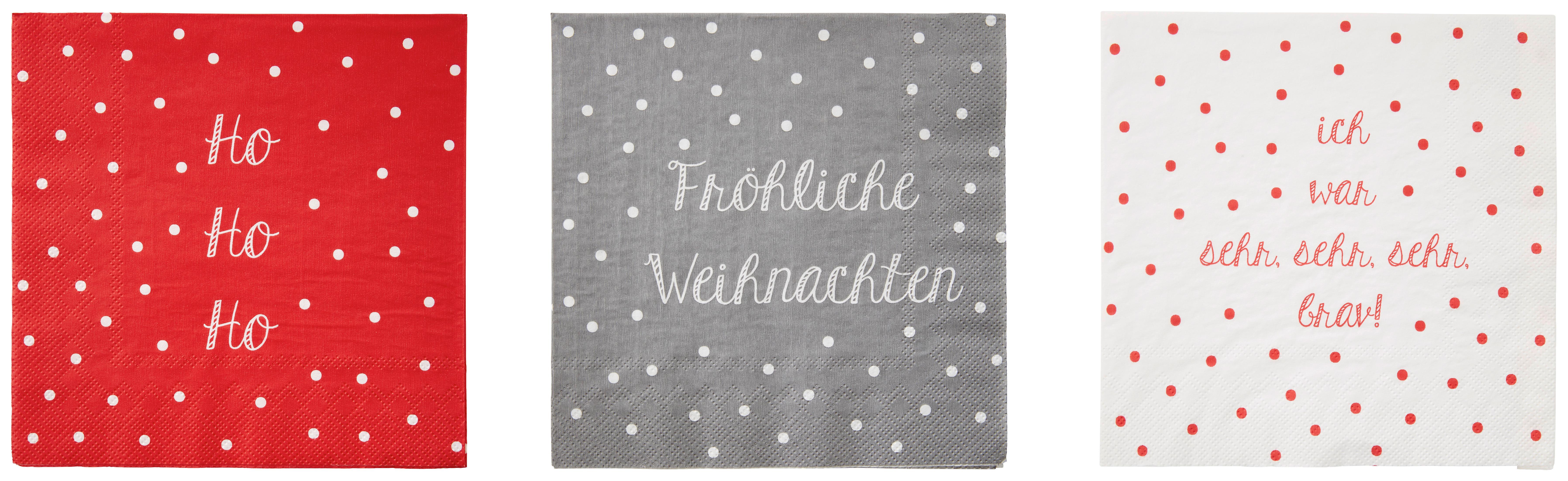 Serviette Hohoho - Basics, Papier (16,5/3/16,5cm)