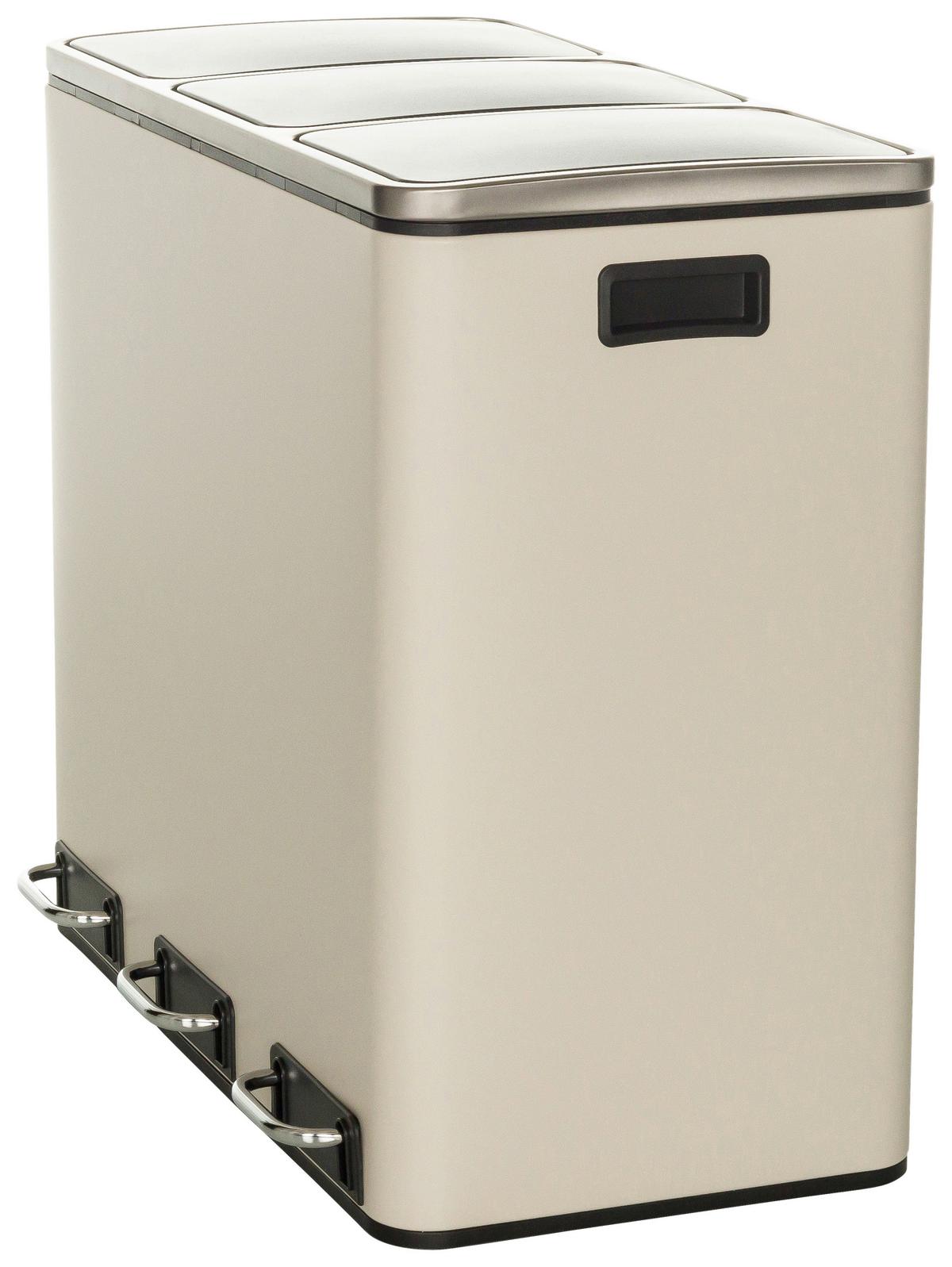 Abfallsammler Clean Ix - Beige/Schwarz, Basics, Kunststoff/Metall (61/56/31,5cm) - MID.YOU