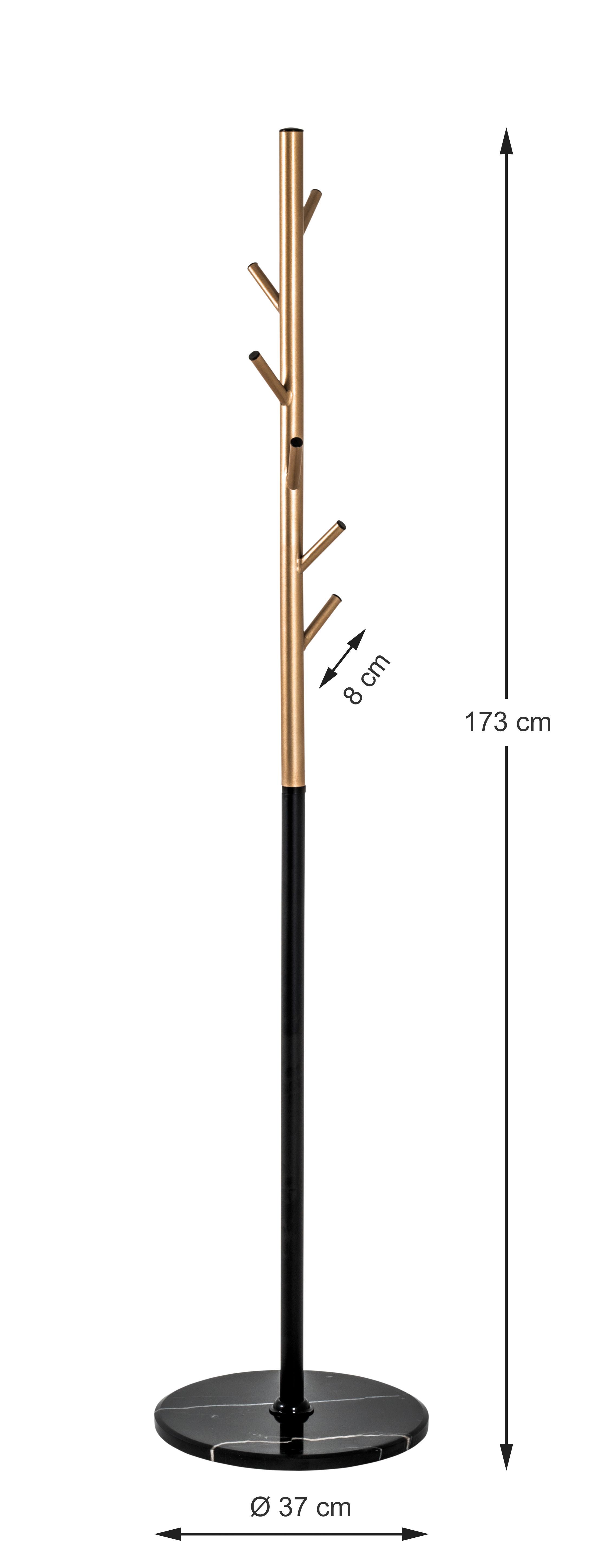 ŠATNÍ STOJAN JANA - černá/barvy zlata, Design, kov/kámen (37/173/37cm)